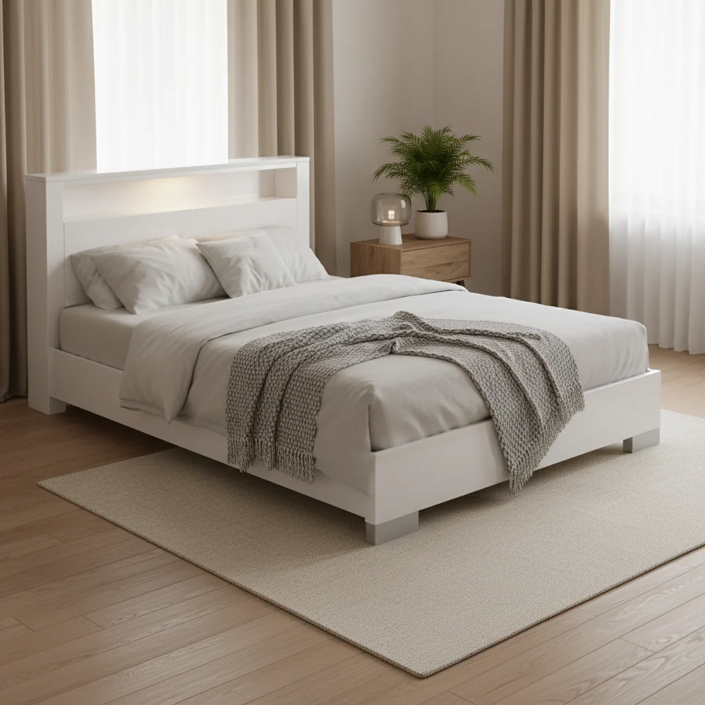 Contemporary Solid Wood 2-Piece Storage Panel Bed and Tall Dresser Set