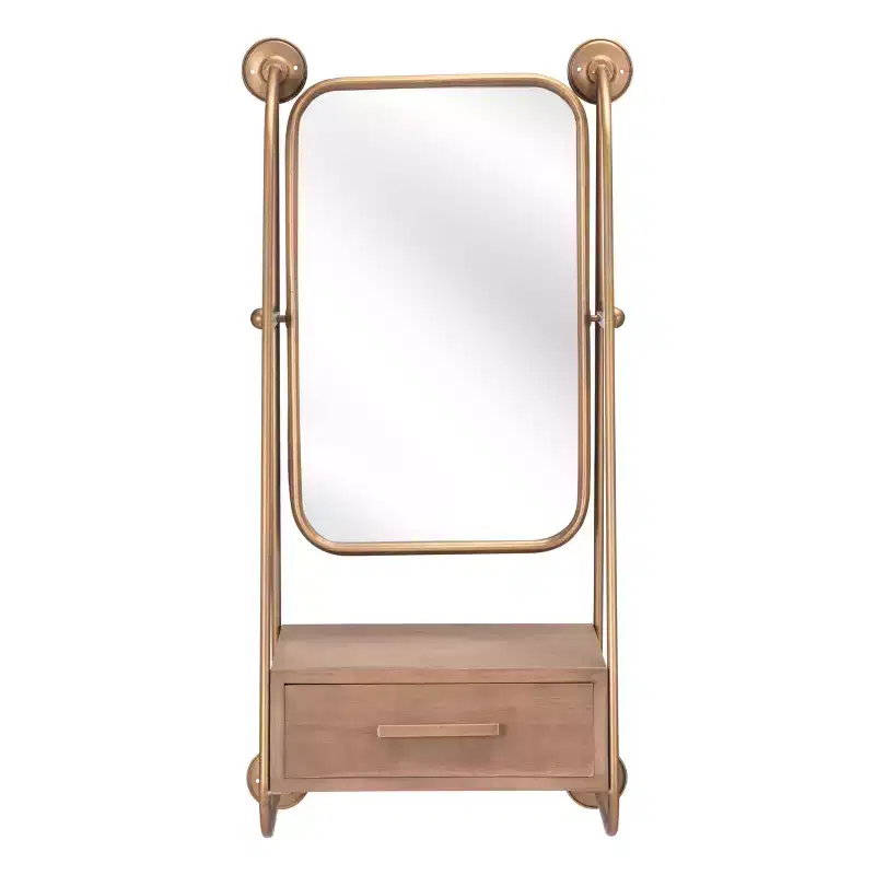 Piuma Shelf Decorative Wall Mirror Gold - ZM Home