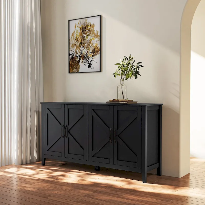 59 Freestanding Storage Cabinet with 4 Doors Buffet/Sideboard