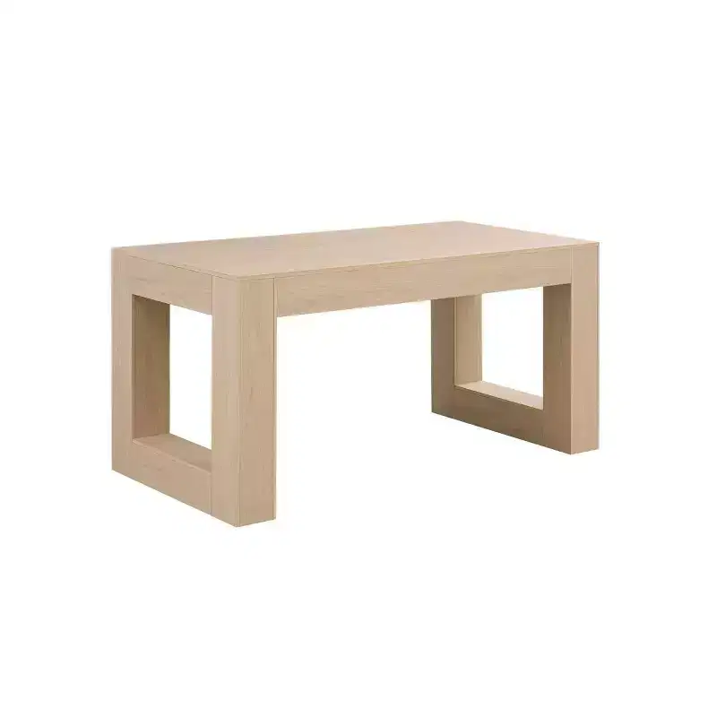 63 Rectangular Dining Table with Solid Form Base 鈥?Natural Oak MDF, Seats 4鈥?, 29.5H