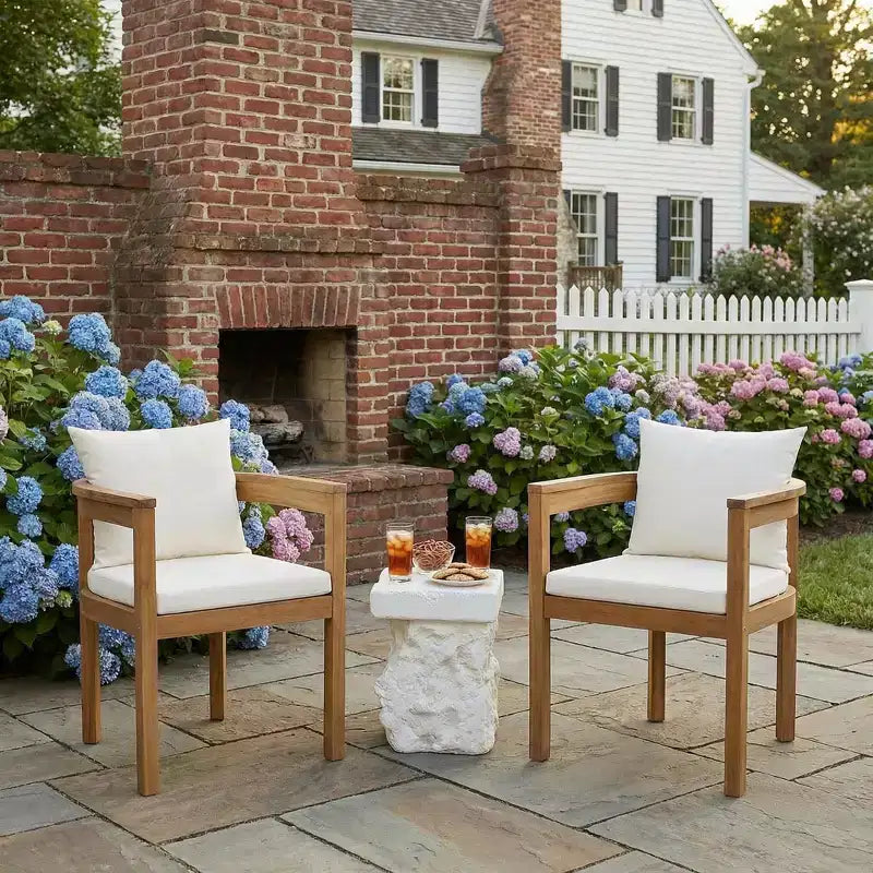 Christopher Knight Home Bora Modern 3 Piece Patio Dining Set with Lightweight Concrete End Table and 2 Acacia Rope Arm Chairs