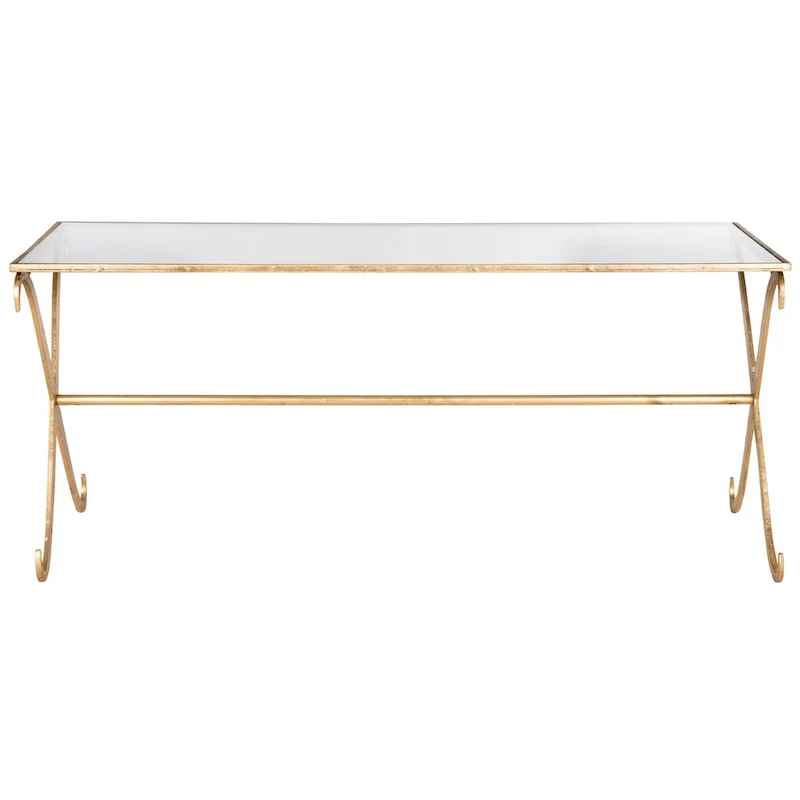 Gold/ Tempered Glass Top Coffee Table - 43 x 20 x 18.3 - 43Wx20Dx18H