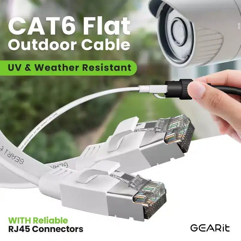 GEARit White Cat6 Flat Outdoor Ethernet Cable