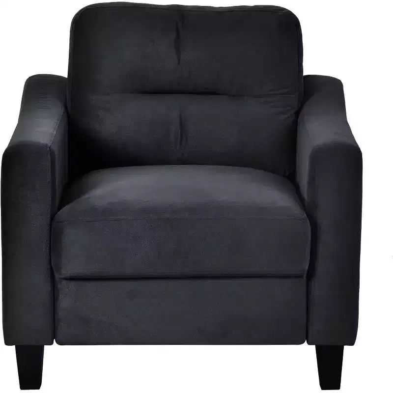 Velvet Upholstered Comfort Chair, Modern Accent Chair Backrest Living Room Chairs, Soft Padded Sofa Chairs for Dining Room, Kitchen