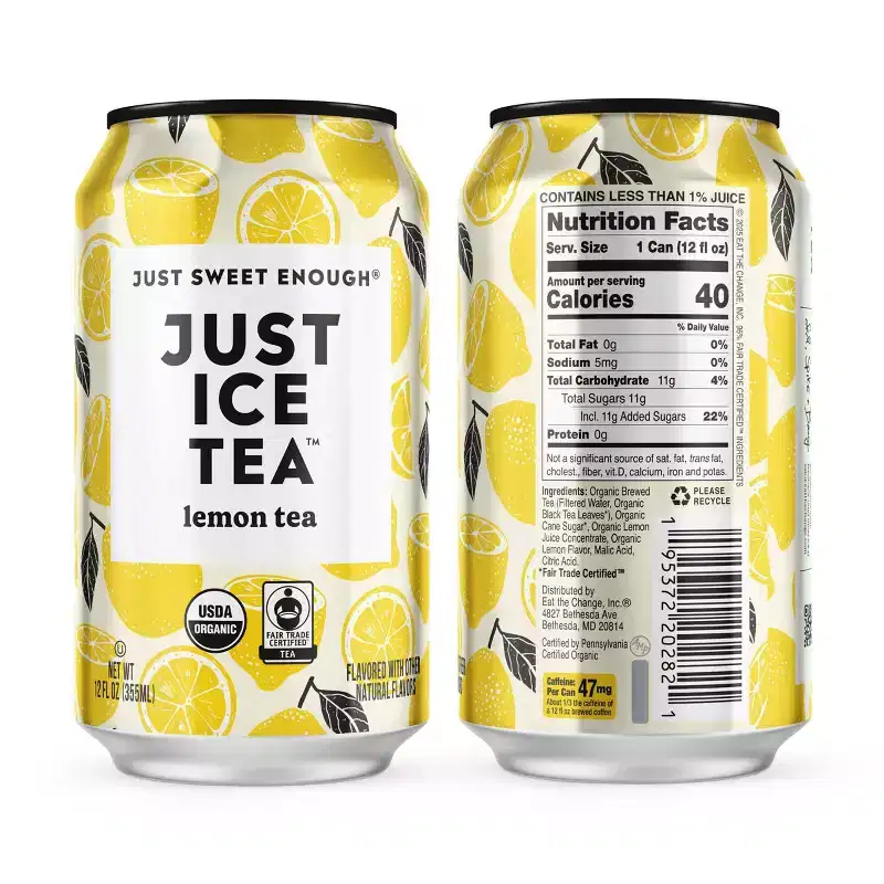 JUST ICE TEA Lemon Black Tea - 4pk/12 fl oz Cans