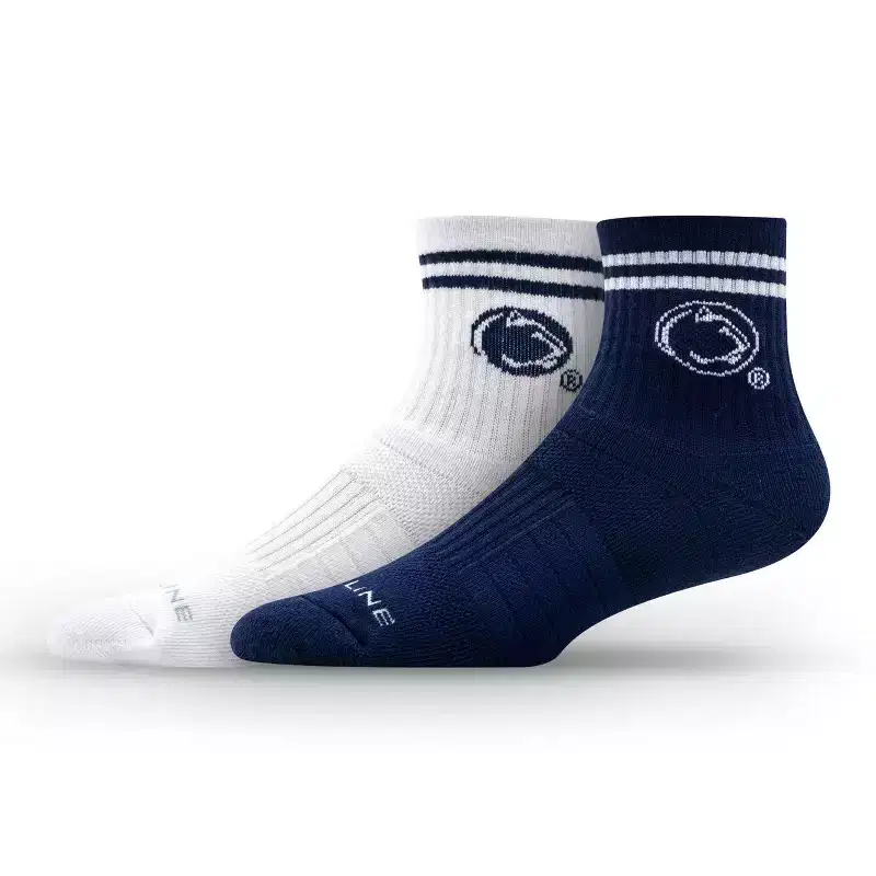 NCAA Penn State Nittany Lions 2pk Socks: Crew Height, Cushioned Heel & Toe