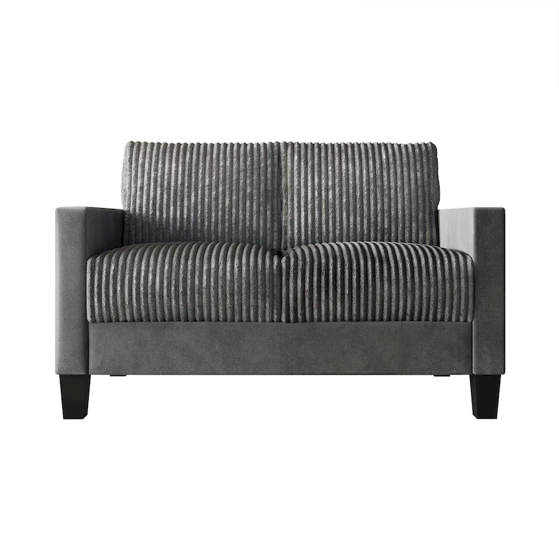 Corduroy Velvet Loveseat, 2-Seater — Grey / Champagne / Brown / Light Blue / Black / Red