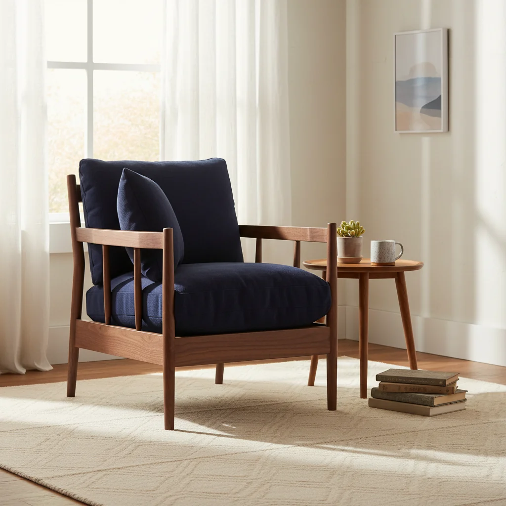 Solid Wood Cushioned Armchair