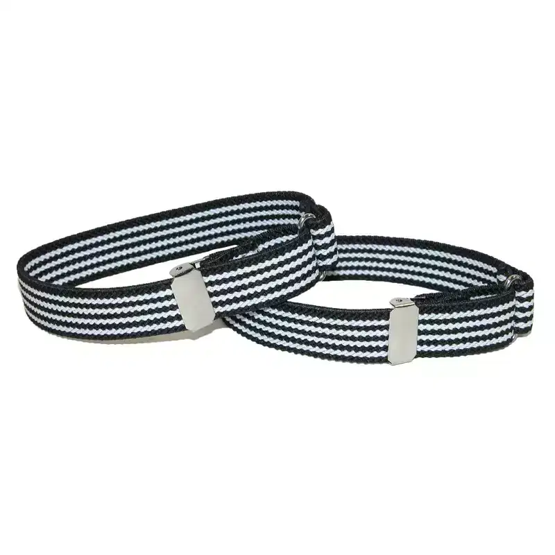 CTM Elastic Black and White Pinstripe Adjustable Sleeve Garter