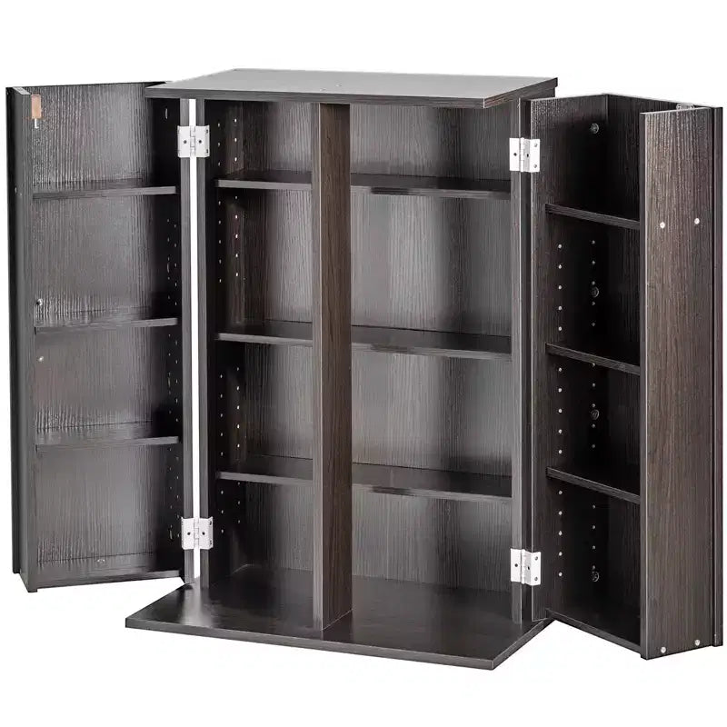 Media Storage Cabinet with Doors and Shelves, CD Storage Holds up to 576 CDs, Adjustable DVD Shelf, Brown