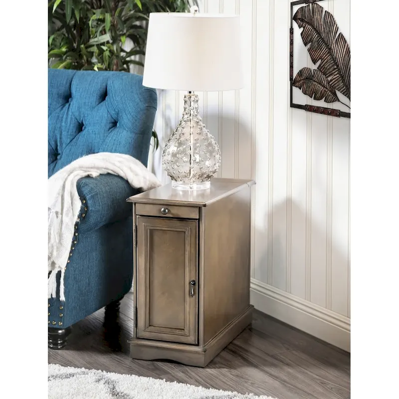 Transitional 12-inch Wood Multi-storage Side Table