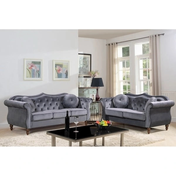 Gracewood Hollow Mantel Nailhead Chesterfield Upholstered 2-piece Living Room Set