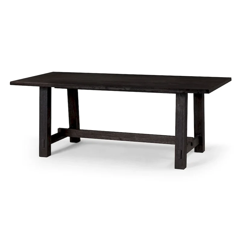 Rectangular Wooden Dining Table in Weathered Black Finish