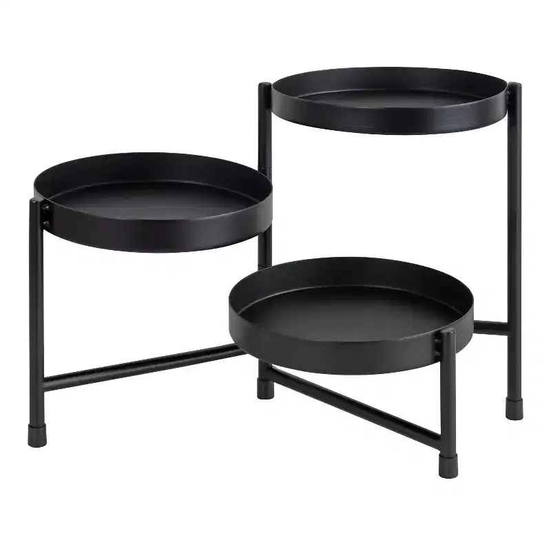 Kate and Laurel Finn Round Metal Tabletop Planter, 7.25x7.25x10, Black