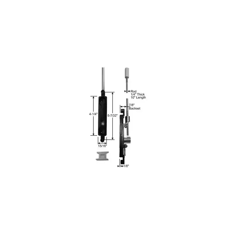 Brixwell Mortise Flush Bolt, 10 Rod, 3/4 Backset, 7/8 Throw, 5-7/32 Hole Center, Square Nylon Tip Steel Bronze Finish