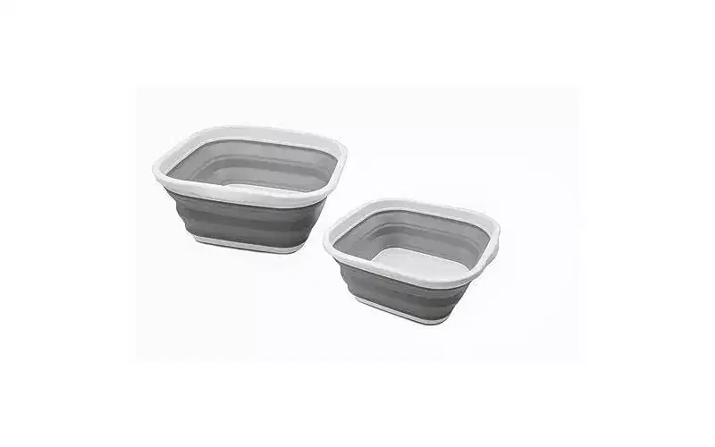 SAMMART 2 pcs Collapsible Tub Set (5.5L (1.4 Gallon) + 10L (2.64 Gallons))-Foldable Dishpan/ Wash Basin