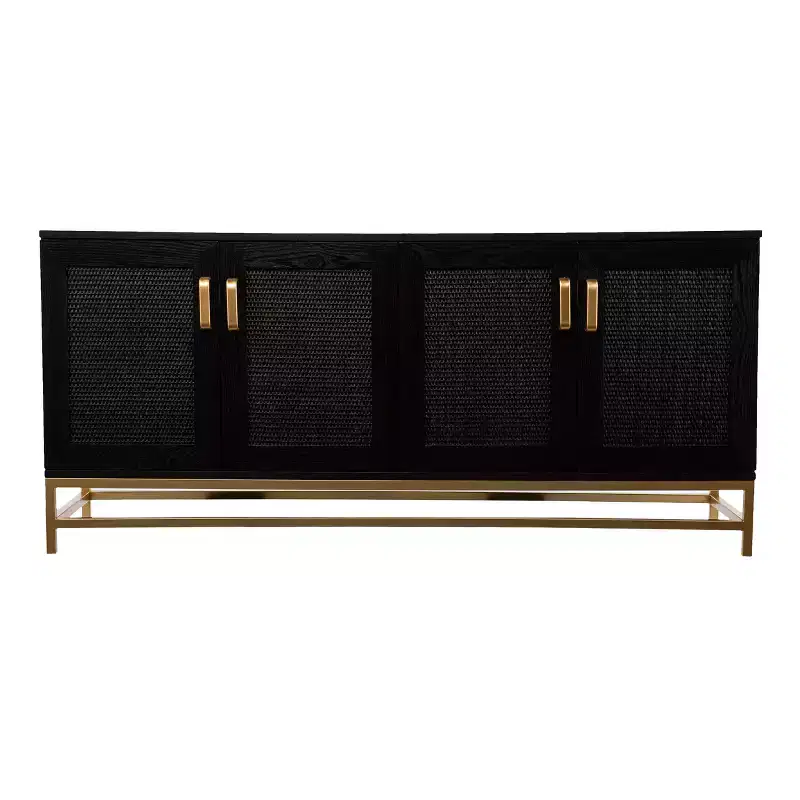 Contemporary 4-Door Media Console - Black