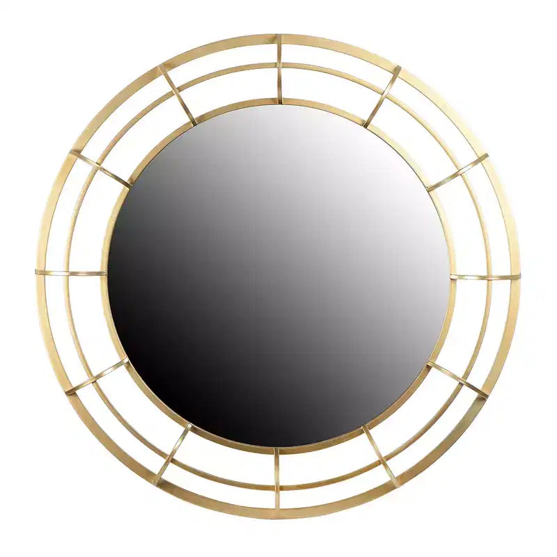 Round Wire Framed Wall Mirror, Gold