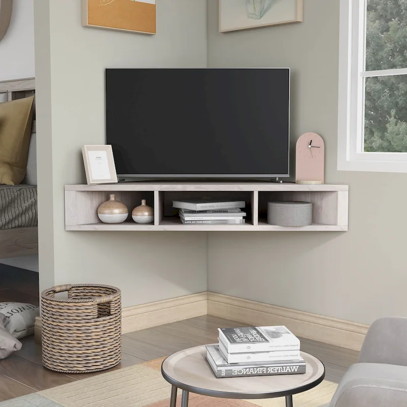 DH BASIC Transitional 47-inch 3-Shelf Corner Floating TV Stand by Denhour