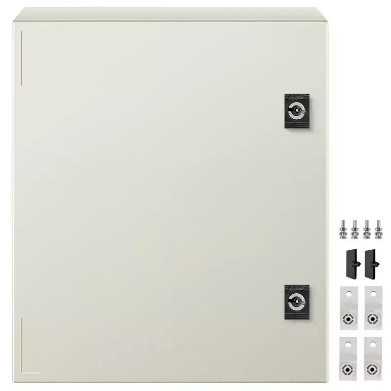 VEVOR NEMA Steel Enclosure, 16 x 12 x 8'' NEMA 4X Fiberglass Electrical Box, IP66 Waterproof & Dustproof,Mounting Plate(40 x 30 x 20 cm), Light Gray
