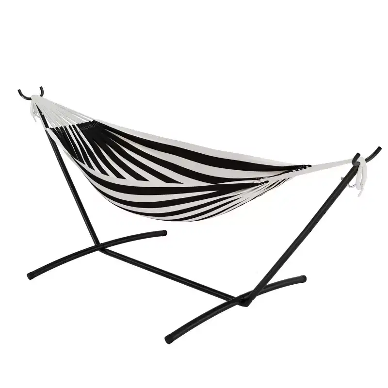 Coolmee Double Hammock with Steel Stand for Outside, Portable Space Saving, for Indoor Outdoor Patio w/Carrying Bag, 450 lbs Capacity