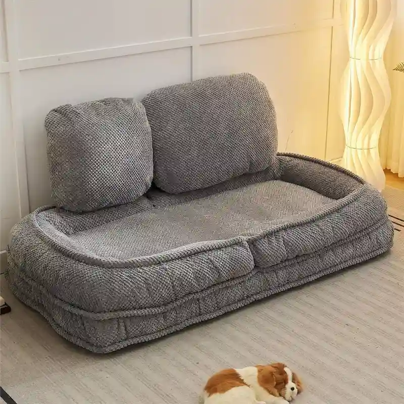 Convertible Flip Chair, Floor Sofa, Folding Couch Bed with 5-Angle Adjustable Backrest