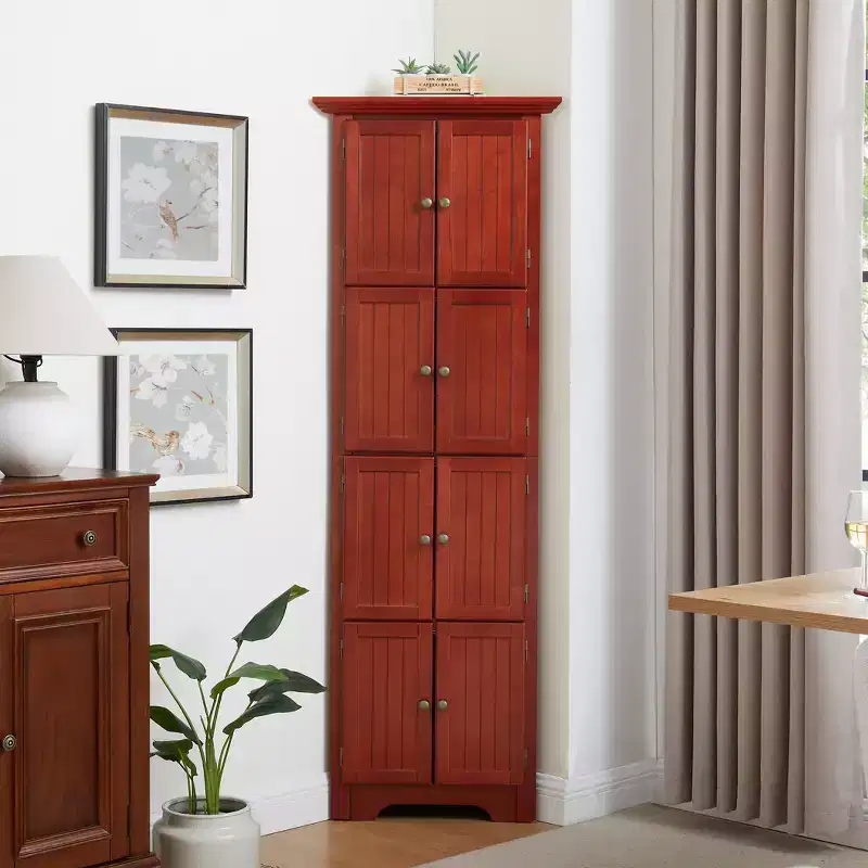 Corner Storage Cabinet with 8 Doors and Adjustable Shelves