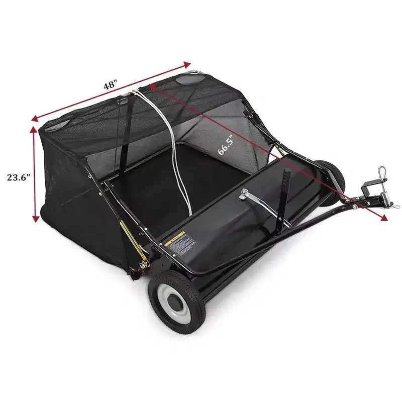 High-Efficiency Tow Behind Lawn Sweeper - Heavy Duty Leaf & Grass Collector - Adjustable Sweeping Height - Easy Dump Push mower