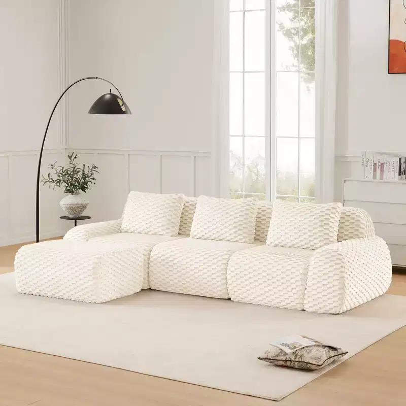 114 Modern L-Shaped Modular Sectional Sofa for Living Room,Flannelette Fabric,Oversized 3-Seater Couch,boneless sofa