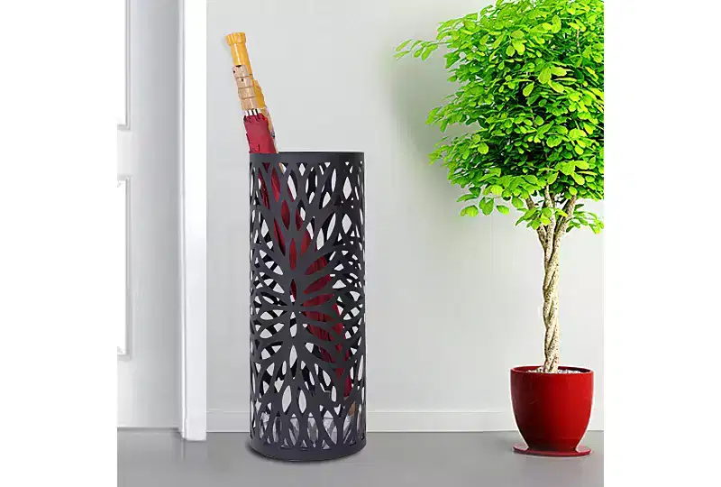 SONGMICS Umbrella Stand, Umbrella Holder, Steel Round Umbrella Rack Organizer Freestanding, for Canes Walking Sticks, Black