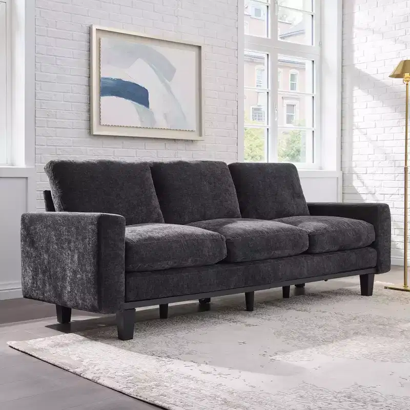 3-Seater Sofa with Deep Seat and Metal Frame