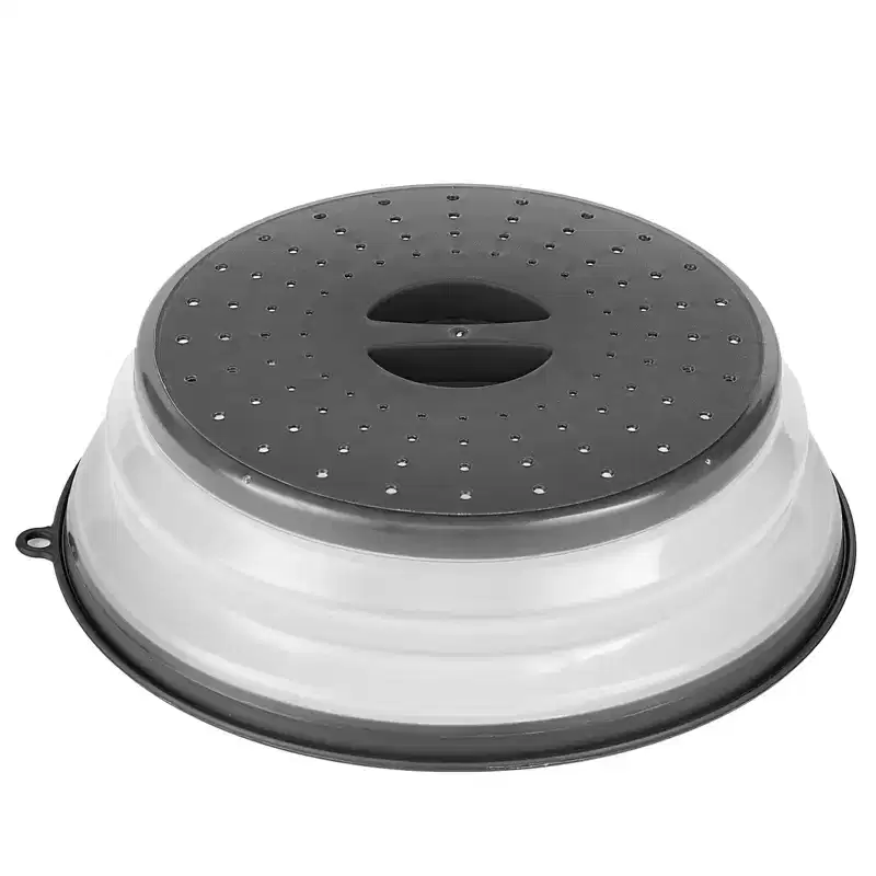VEVOR 2PCS Microwave Splatter Covers, 10.4 Collapsible Microwave Lid for Food, 300F Heat-Resistant PP Splatter Guard for Plate Dish, Black