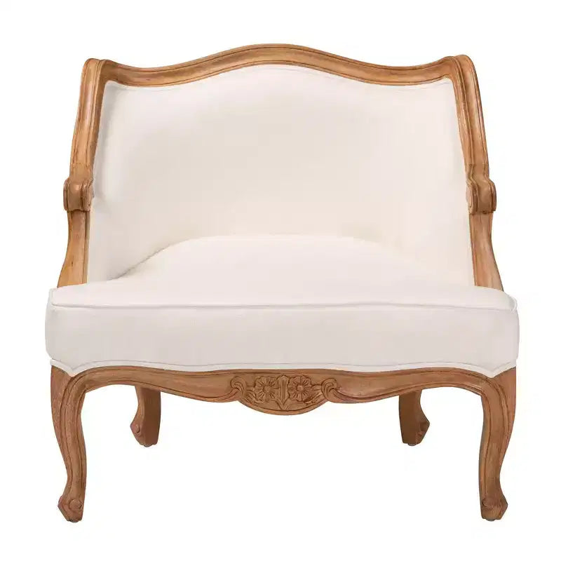 French-Inspired Accent Chair �C Bayur Wood, Rattan, Foam Padded, No Assembly