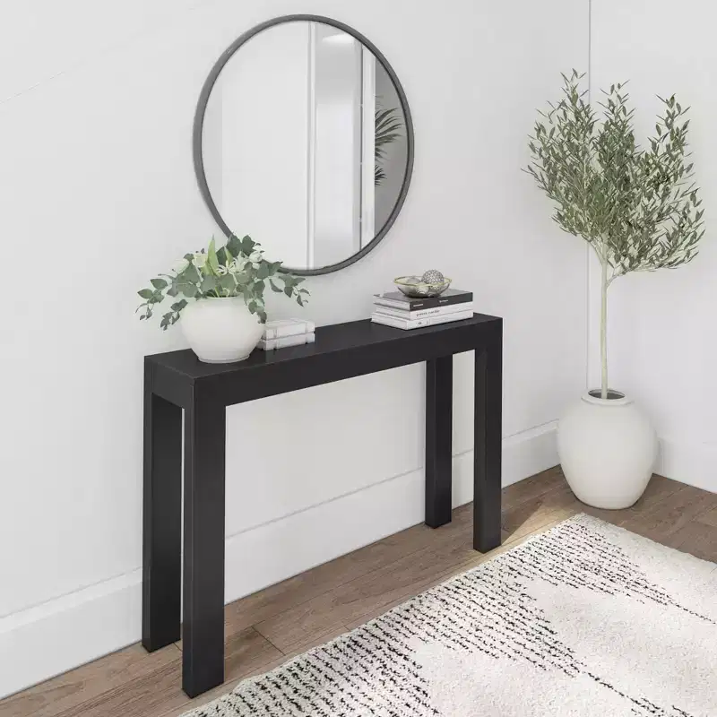 Plank+Beam 46 Modern Solid Wood Console Table, Narrow Entryway Table, Behind The Couch