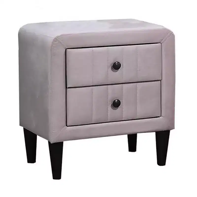 Royal Hampton Nightstand, 2 Drawers, 22 Inch Upholstered in Light Pink Velvet