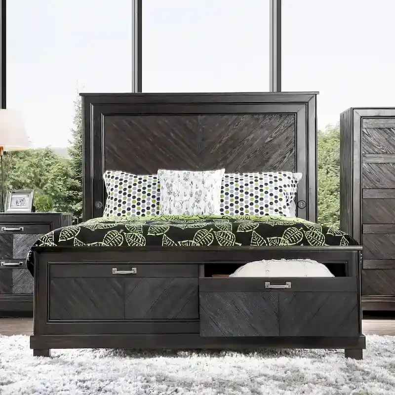 Rustic Espresso 2-drawer Platform Bed with USB