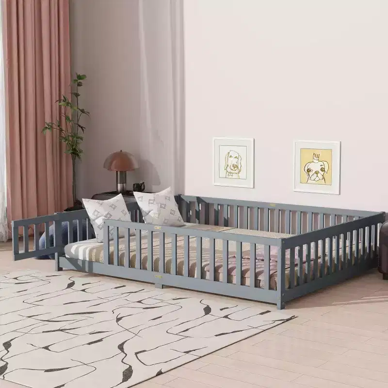 Linen Upholstered Platform Bed, Full, For 2