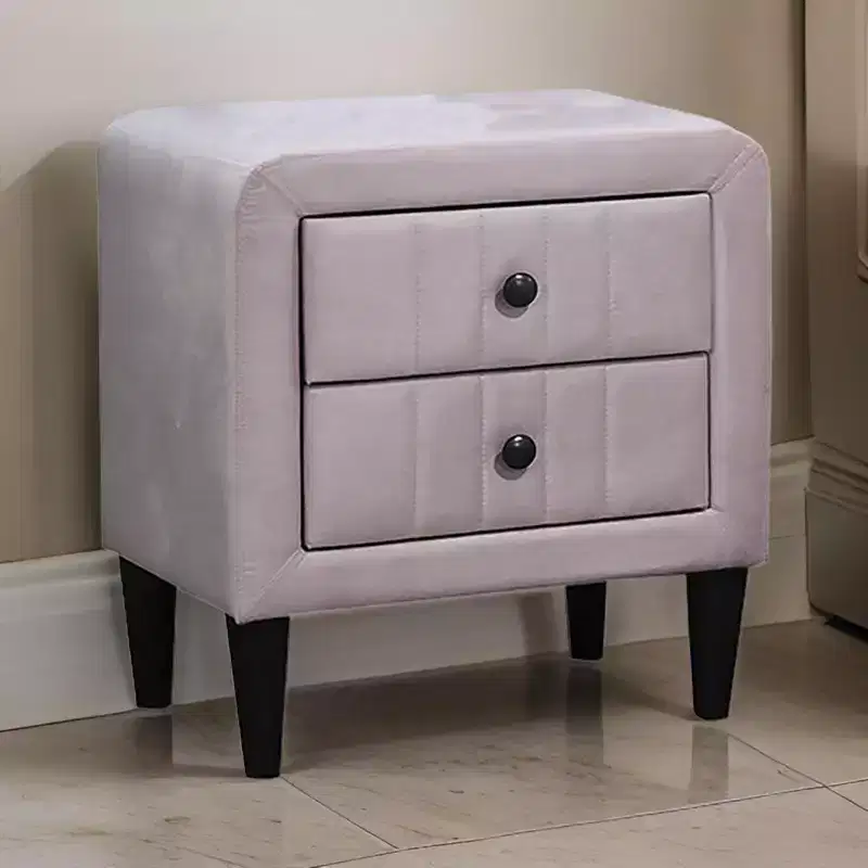 Royal Hampton Nightstand, 2 Drawers, 22 Inch Upholstered in Light Pink Velvet