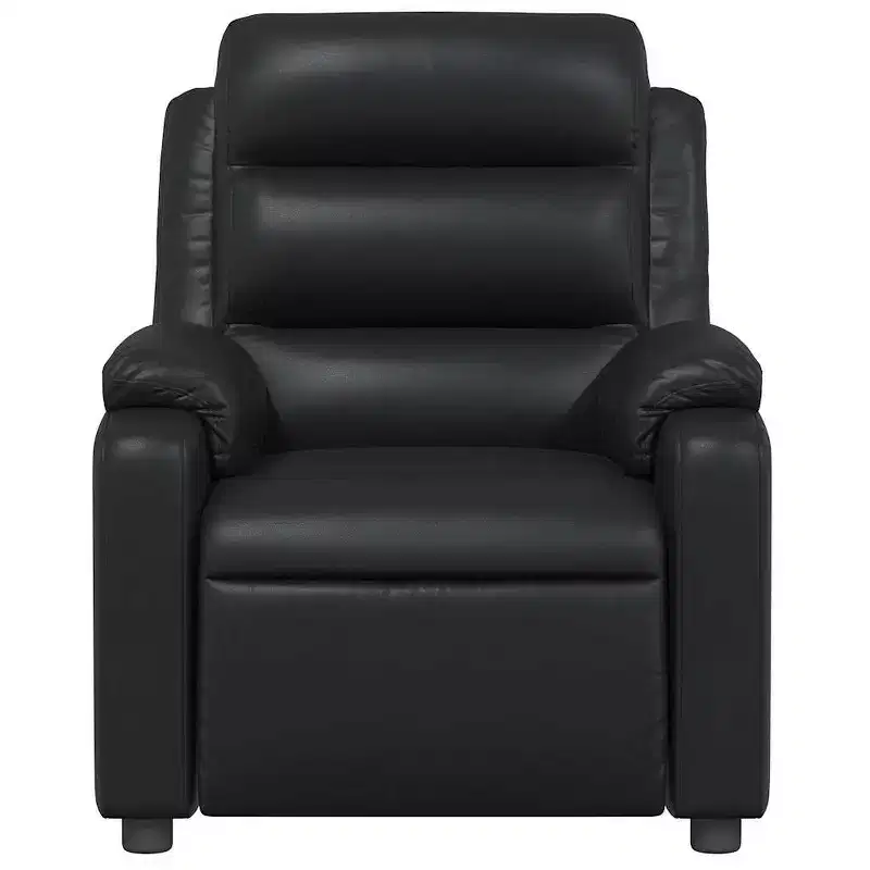 Massage Recliner Chair 鈥?Black Faux Leather, Manual Push-Back, 6-Point Vibration Massage