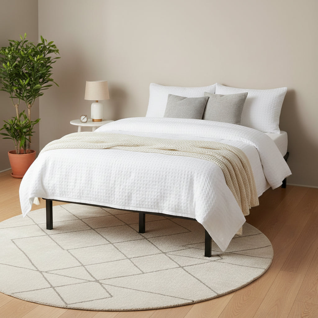 Twin 7" Metal Bed Frame Black - Steel Construction, 9-Leg Support, Toe-Friendly Design