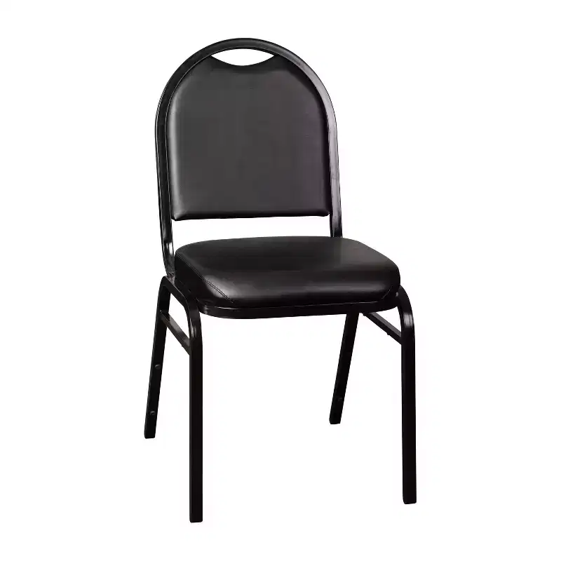 Black Vinyl Dome Back Stackable Banquet Chair, Seats 1