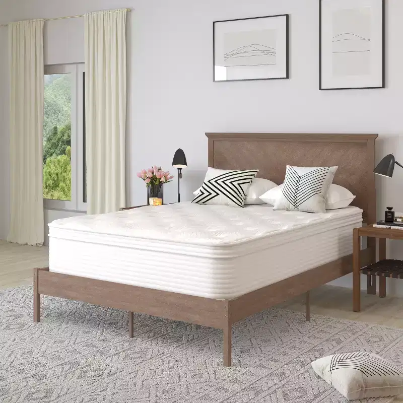 Merrick Lane 14 Premium Comfort Euro Top Hybrid Pocket Spring and Memory Foam Mattress in a Box with Reinforced Edge Support