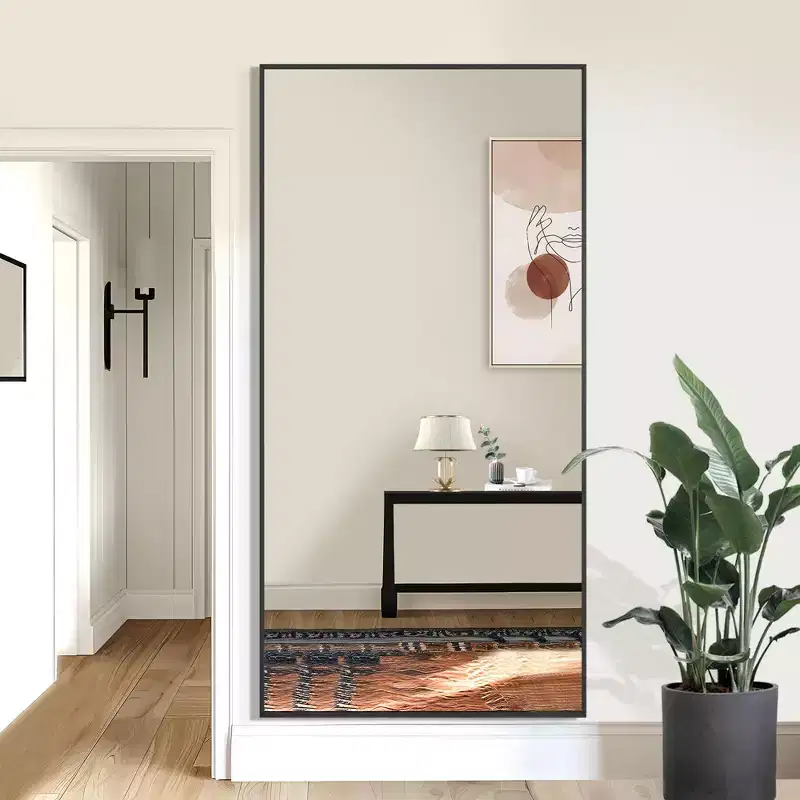 Full Length Wall Mirror | Large Standing Floor Mirror Black 71x34 in