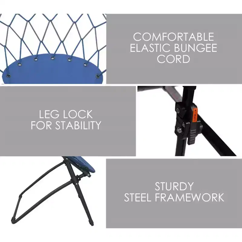 Bungee Round Folding Dish Saucer Chair Modern Blue Grey