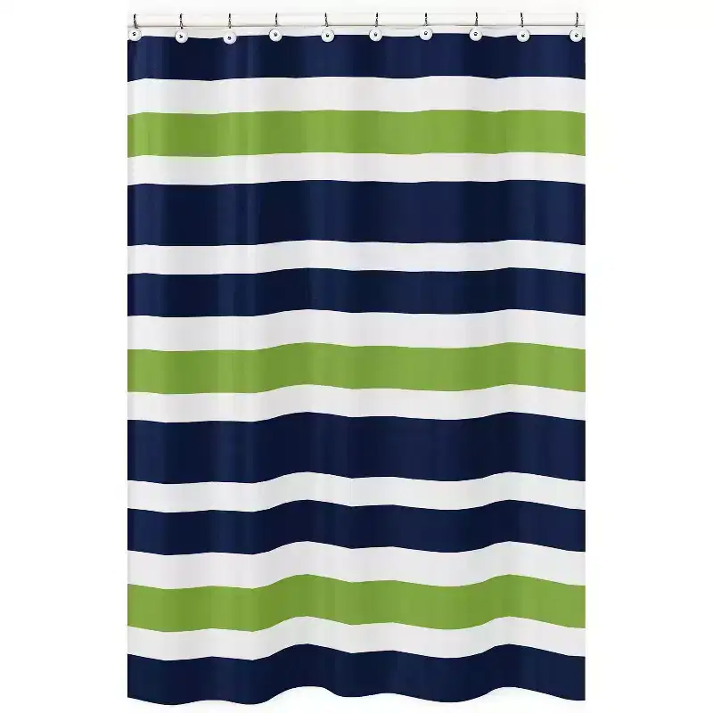 Sweet Jojo Designs Shower Curtain 72in.x72in. Stripe Blue Green and White