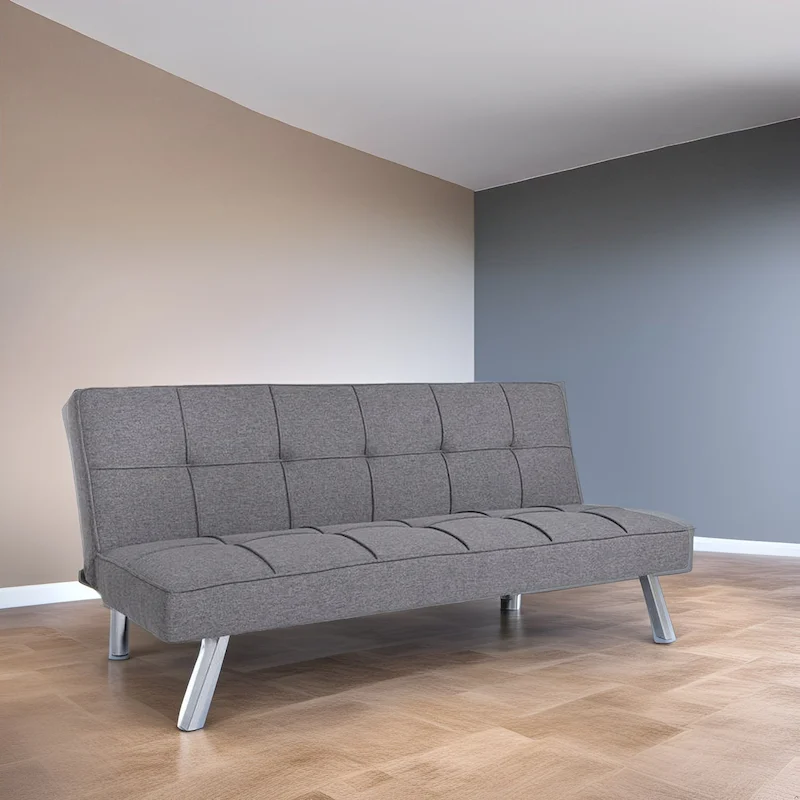 Modern Comfort Futon Sofa Bed - Tufted, Convertible, Linen Fabric, Sleeper Couch for Living Room or Guest Room