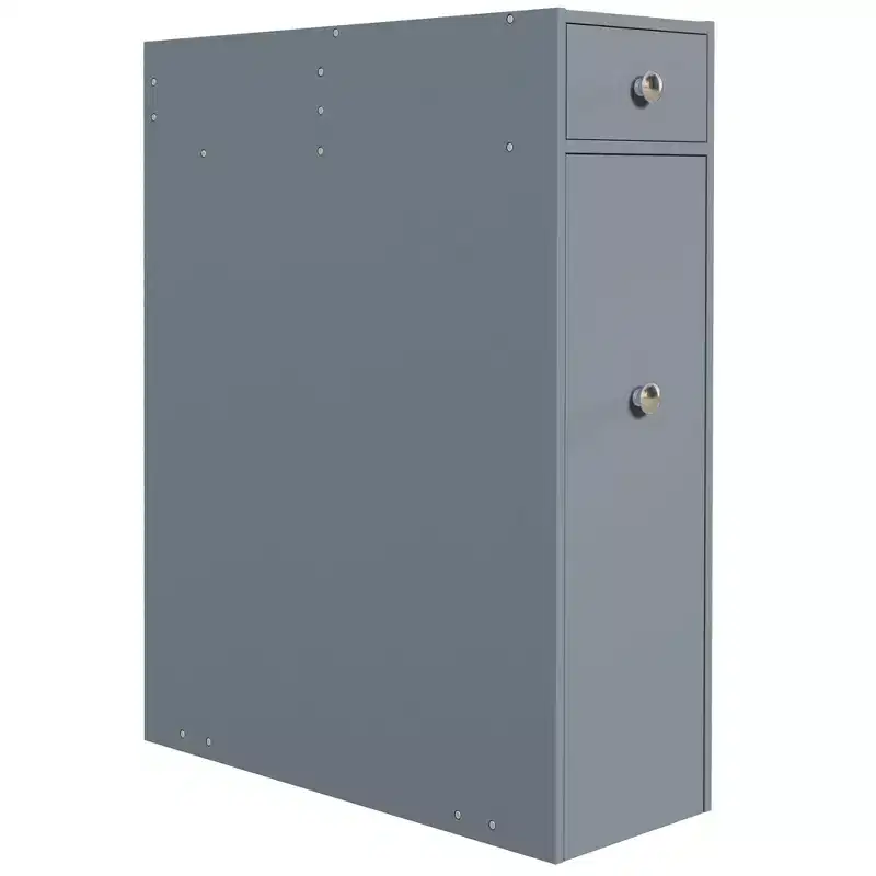 HOMCOM Bathroom Floor Organizer Free Standing Space Saving Narrow Storage Cabinet Bath Toilet Paper Holder with Drawers