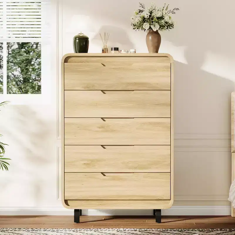 5 Drawers 30.9 Wide Dresser for Bedroom, 48 Tall Modern Wooden Chest of Drawers with Large Wood Storage,for Living Room