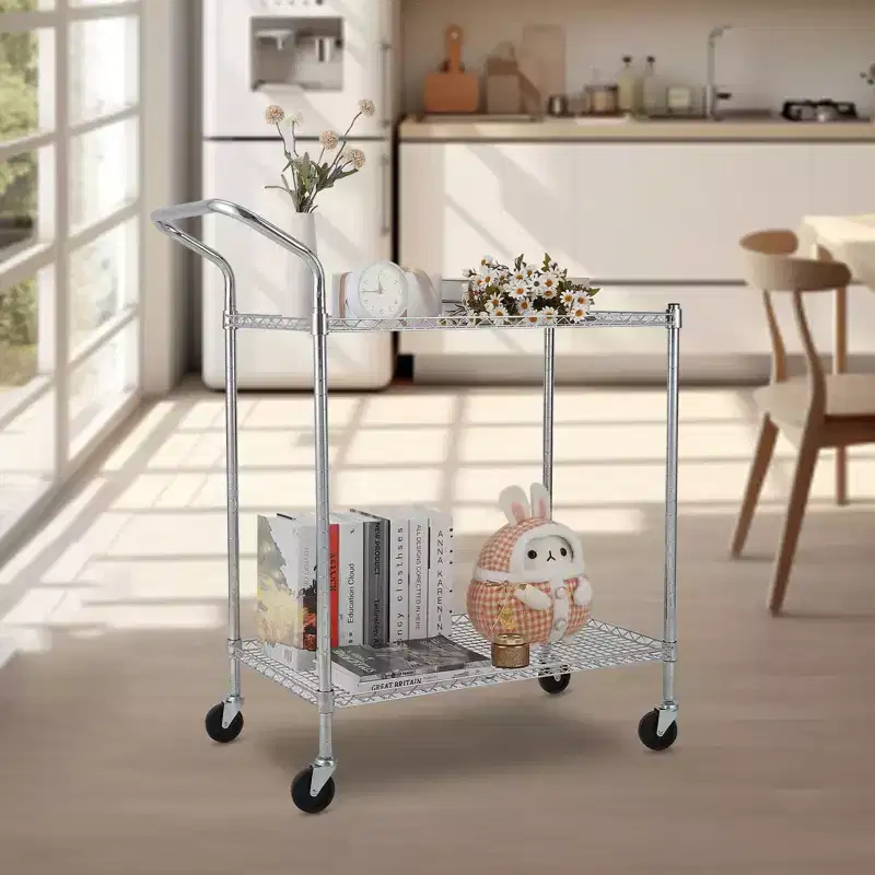 Utility Rolling Cart with Wheels, 1000LBS Capacity, Commercial Grade Kitchen Cart, for Restaurant, Garage, Warehouse, Kitchen