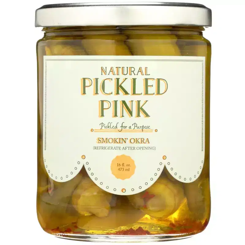 Pickled Pink Foods Smokin' Okra - Case of 6 - 16 fl ounce